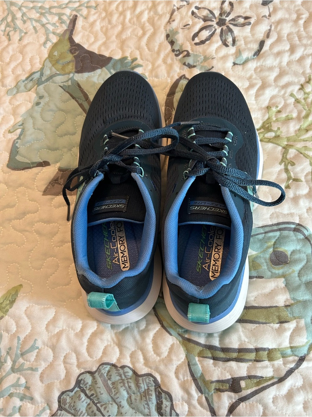 Skechers Men's Dark Navy Athletic Sneakers with Light Blue Trim